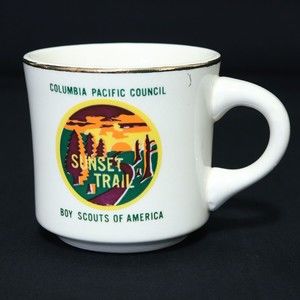 Boy Scouts VTG BSA Ceramic Mug Sunset Trail, Columbia Pacific Council Cup RARE